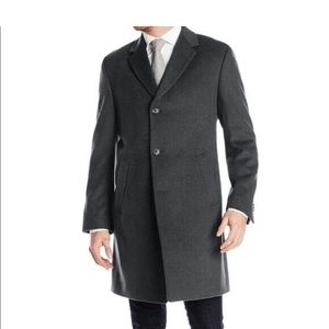 KENNETH COLE REACTION Raburn Wool-Blend Over pea Coat Slim-Fit 38R R38 Charcoql
